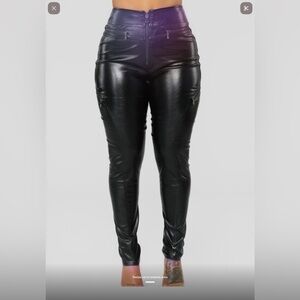 Black High-Waisted Leather Pants